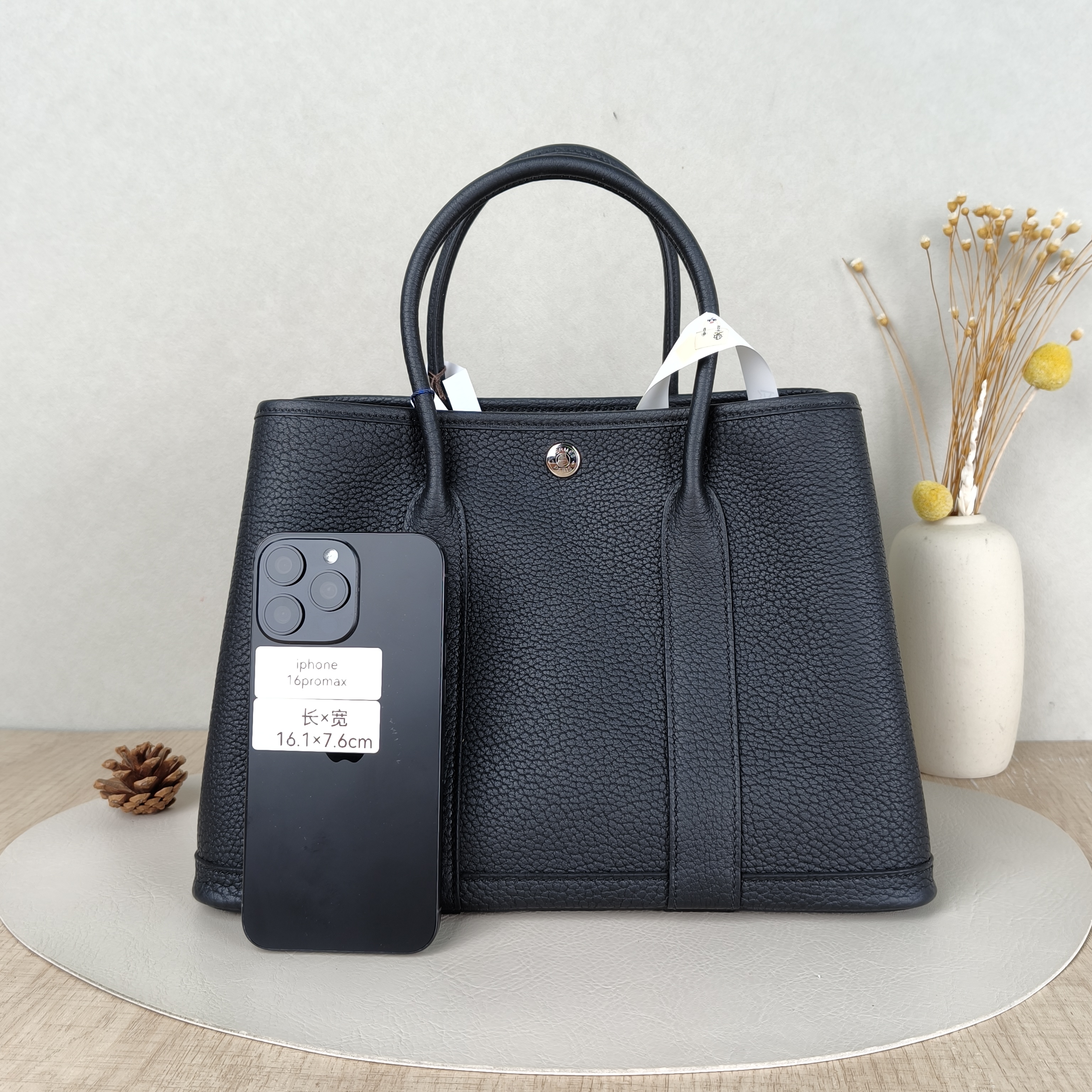 Hermès Top Handle Bag Garden Party 30 30Black Negonda Calfskin Medium30 × 13 × 21 cm — cover view 6 of 6
