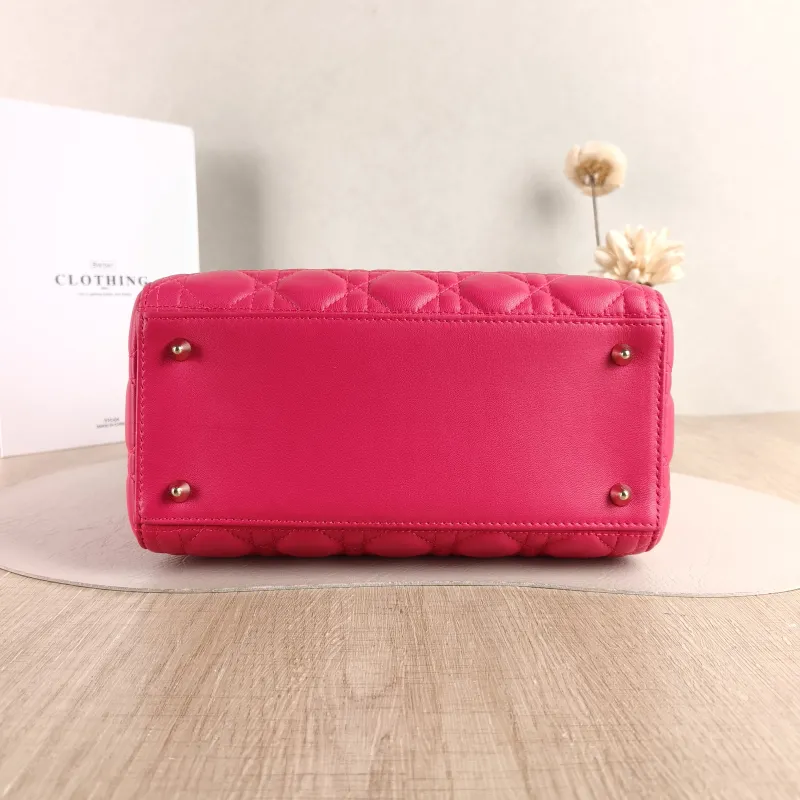 DIOR Top Handle Bag Lady Lady Dior Bag Red Lambskin Medium 24 × 12 × 21 cm — cover view 5 of 5