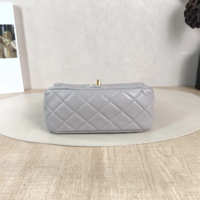 Chanel Crossbody Bag Grey Lambskin Mini 17 × 8 × 13.5 cm — cover view 5 of 6