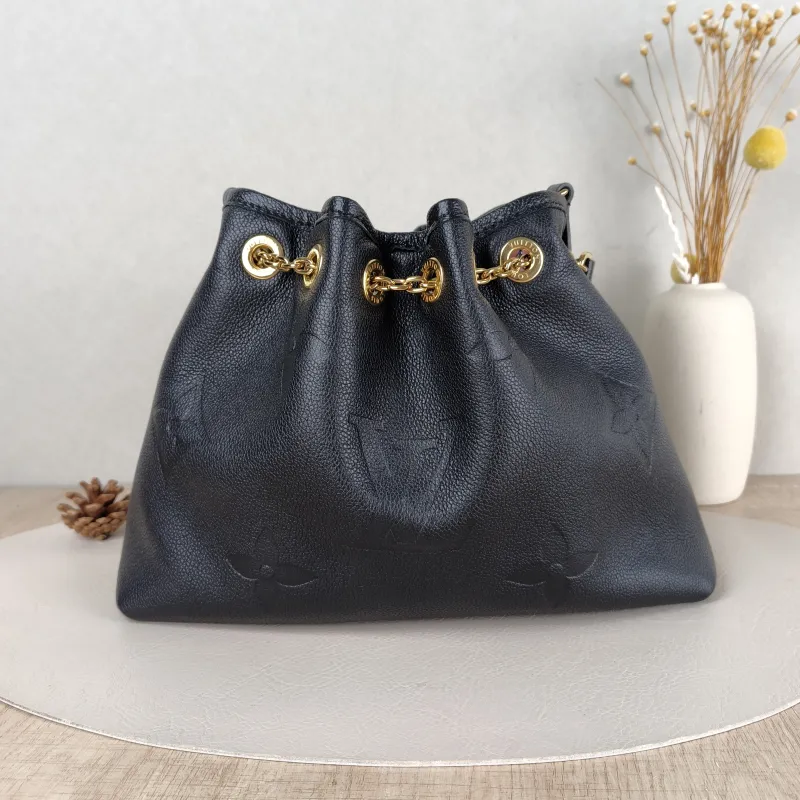 Louis Vuitton Crossbody Bag BUNDLE Black Empreinte Embossed Calfskin Monogram Medium28 × 11.5 × 20 cm