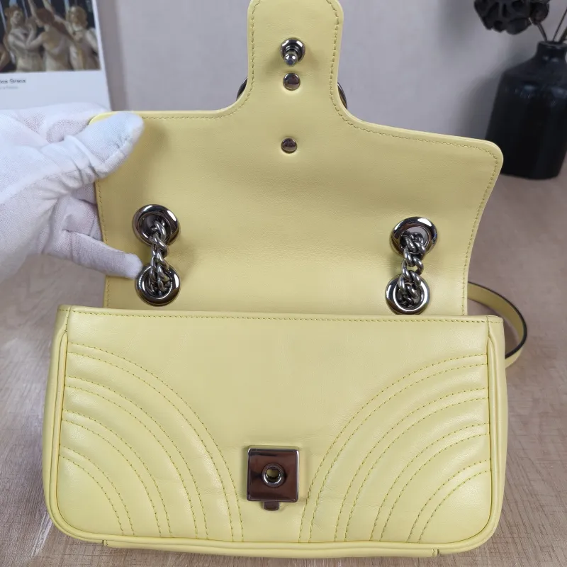 GUCCI Crossbody Bag GG Marmont Small Marmont 22 Yellow Calfskin Small 22 × 6 × 13 cm — detail view 11 of 13