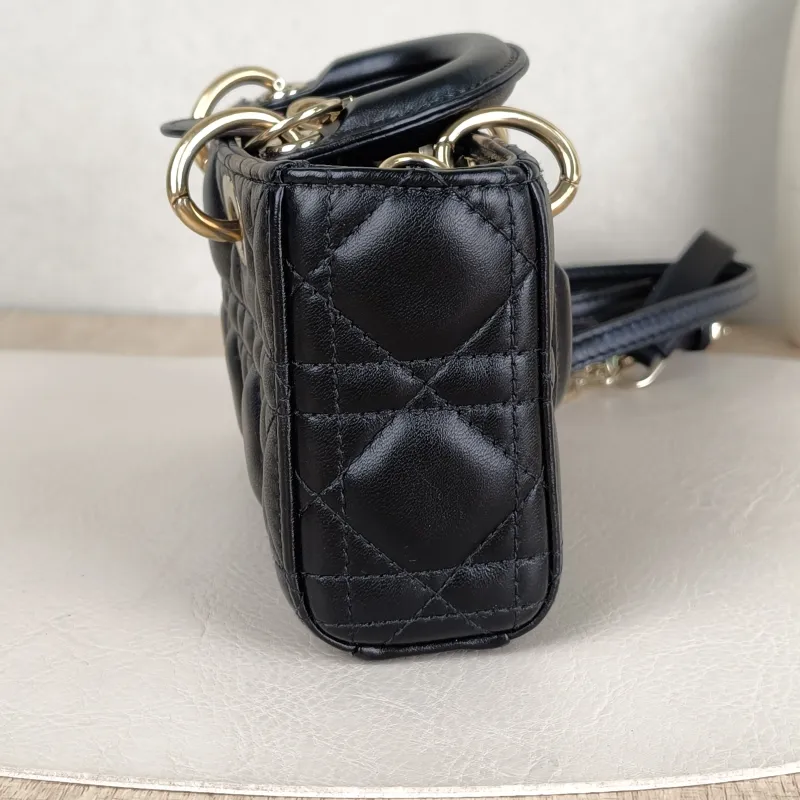 DIOR Crossbody Bag Lady D-Joy Black Lambskin Mini 16 × 5 × 9 cm — detail view 3 of 13