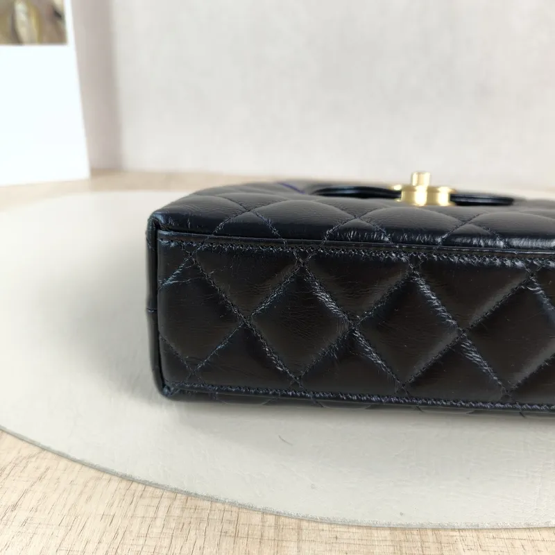 Chanel Crossbody Bag Kelly Black Waxed Leather Mini 19 × 7 × 13 cm — detail view 14 of 14