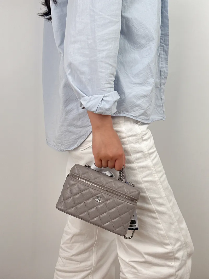 Chanel Crossbody Bag lp Box Bag Top Handle Crossbody Bag Grey Grained Calfskin One Size 19.5 × 5 × 17 cm — on-model view 2 of 2