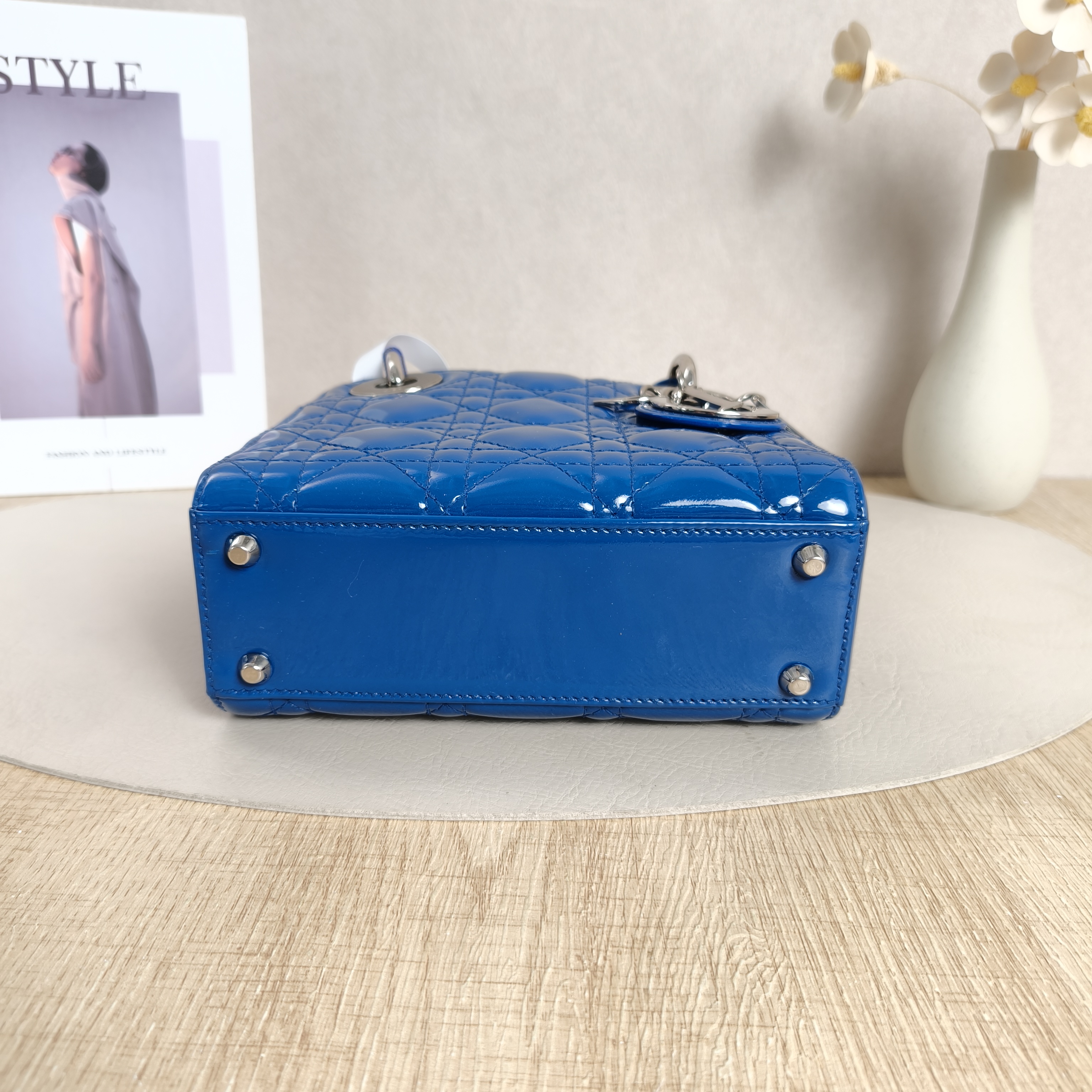 DIOR Crossbody Bag Lady Lady Dior Bag Blue Patent Leathermini17 × 7 × 15 cm — cover view 10 of 12