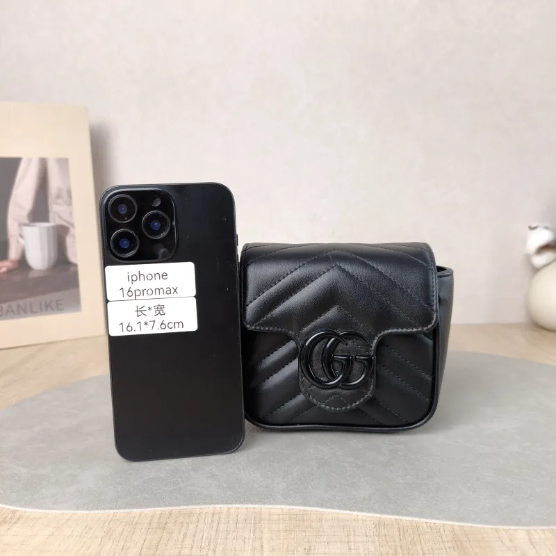 GUCCI Crossbody Bag GG Marmont Marmont Black Calfskin Mini 12 × 7 × 12.5 cm — cover view 2 of 5