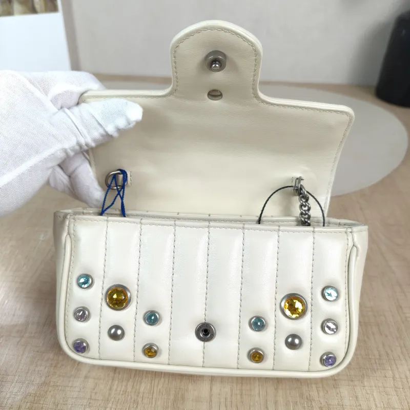 GUCCI Crossbody Bag GG Marmont Mini Marmont Mini White Calfskin Mini 16.5 × 4.5 × 9.5 cm — detail view 10 of 13