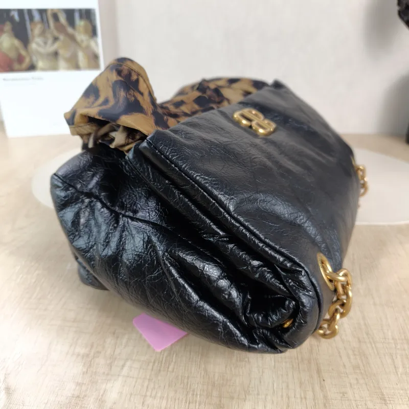BALENCIAGA Shoulder Bag MONACO PLUS Black Calfskin Small 28 × 9 × 19 cm — detail view 10 of 13
