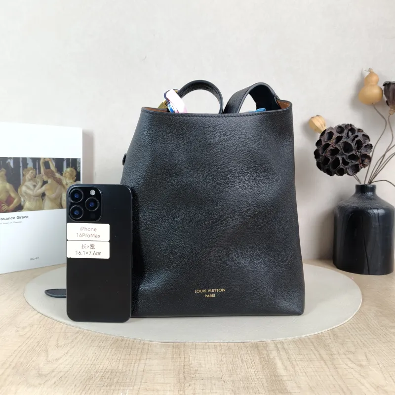 Louis Vuitton Shoulder Bag Low Key Hobo Shoulder Bag Black Calfskin Small 24 × 16 × 28 cm — cover view 2 of 5