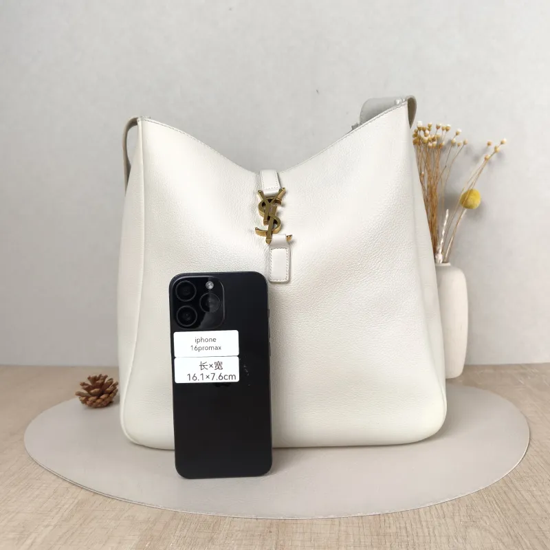 SAINT LAURENT Shoulder Bag LE 5 À 7 Hobo White Calfskin Large 30 × 13 × 31 cm — cover view 4 of 5