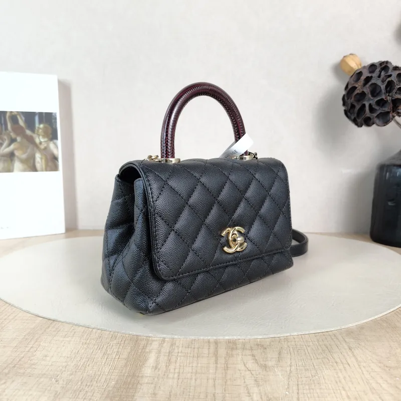 Chanel Top Handle Bag Coco Handle​ Black Grained Calfskin Mini 19 × 9 × 13 cm — cover view 2 of 5