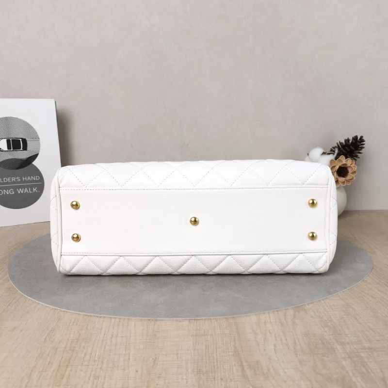 Chanel Crossbody Bag Bowling Bag White Gold Grained Calfskin One Size32 × 13 × 16 cm — cover view 3 of 5