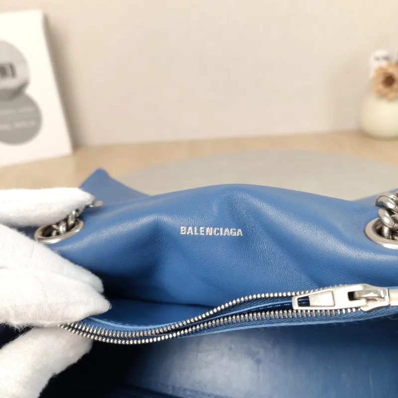 BALENCIAGA Shoulder Bag CRUSH Chain Bag Blue Small 25 × 8 × 15 cm — detail view 4 of 12