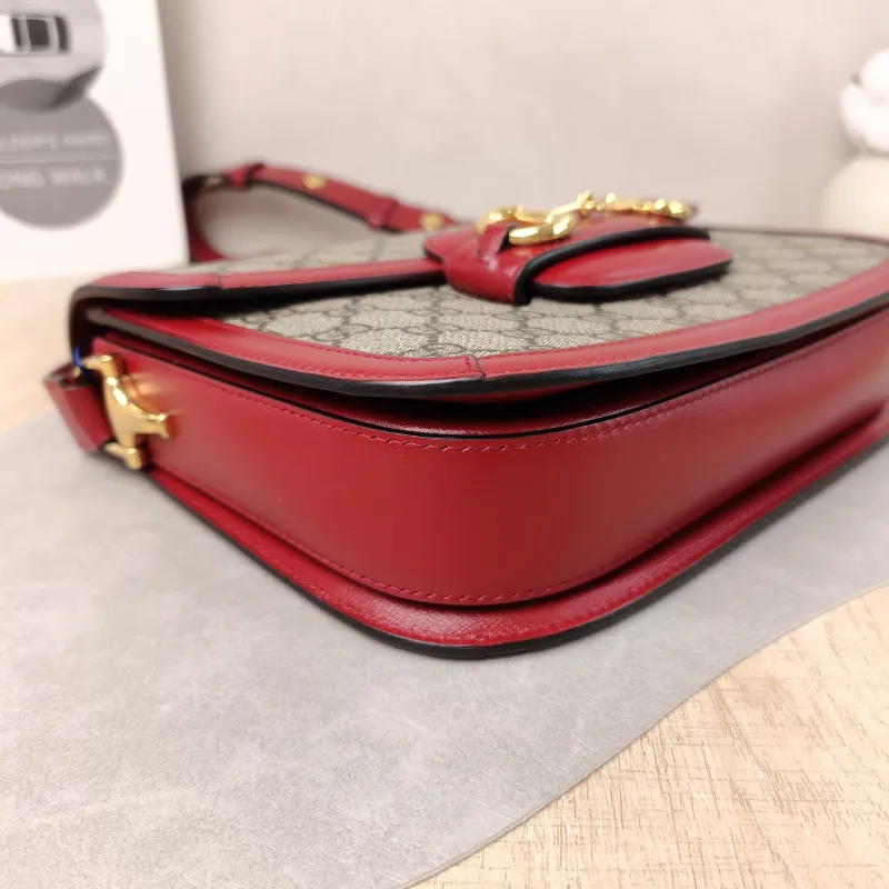 GUCCI Crossbody Bag Horsebit 1955 Horsebit Medium Red PVC Medium 25 × 8 × 18 cm — detail view 7 of 12