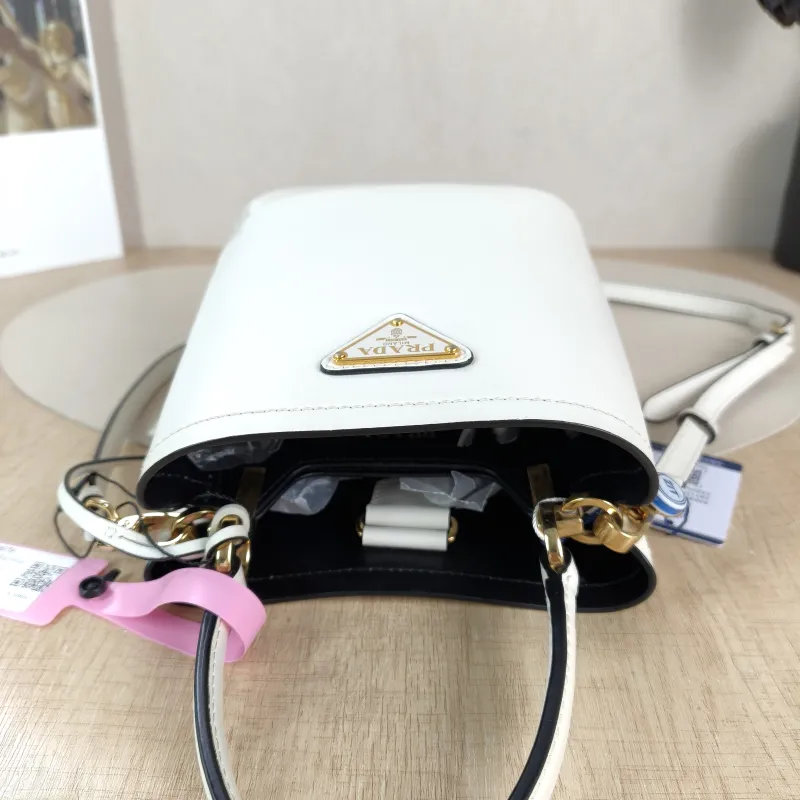 PRADA Shoulder Bag Panier White Calfskin Mini 16 × 10 × 17 cm — detail view 4 of 12