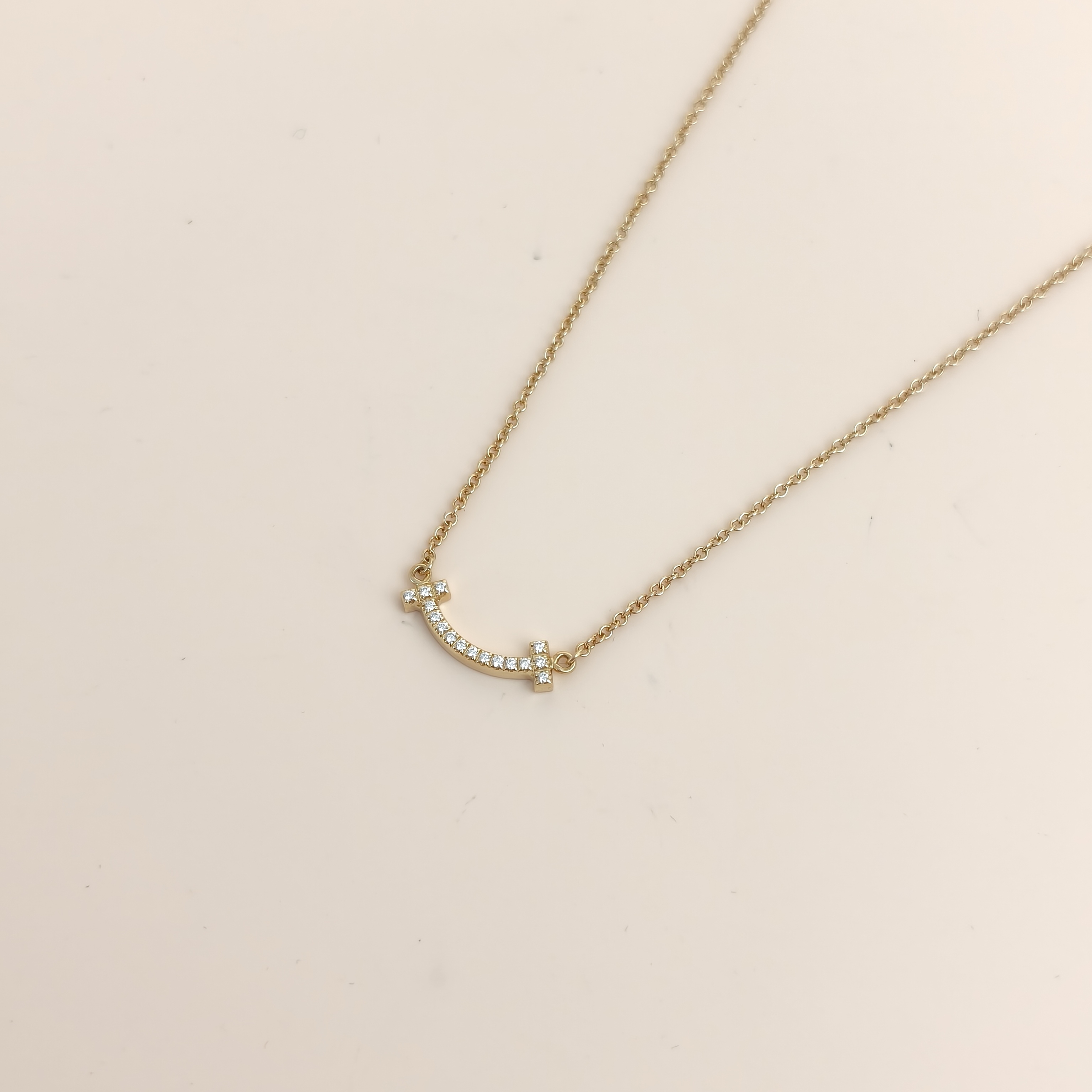 Tiffany&Co. Necklace TC ollection Smile Yellow Gold Pavé Diamond Gold Diamond18KY ellow Gold Mini 40.6-45.7 — cover view 4 of 8