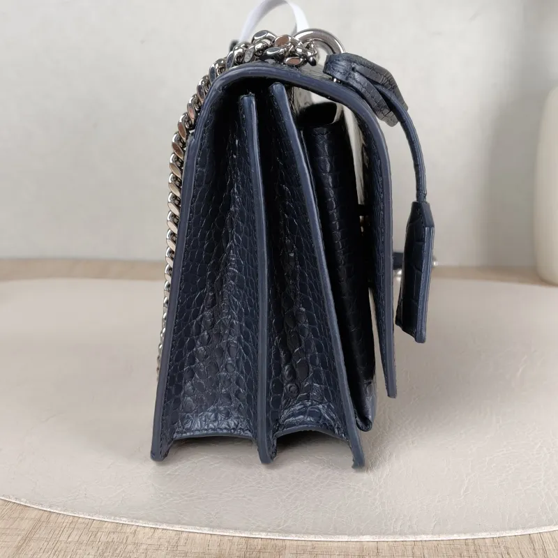 SAINT LAURENT Crossbody Bag SUNSET Grey Calfskin Medium 22 × 6.5 × 16 cm — detail view 5 of 13
