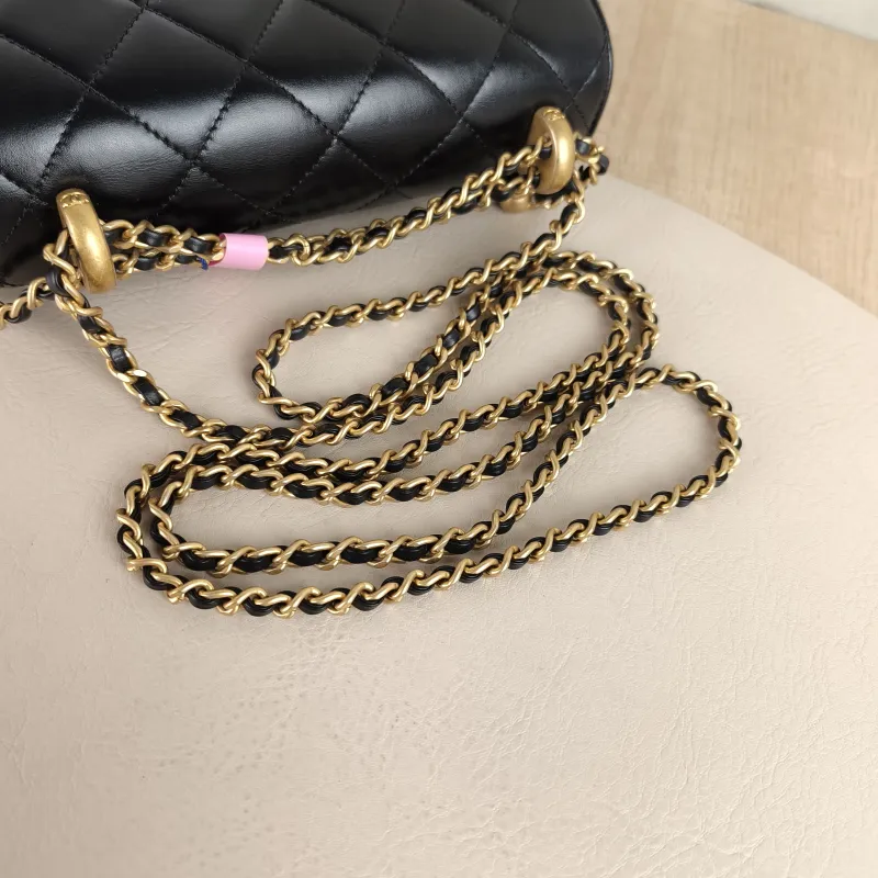 Chanel Crossbody Bag Black Calfskin Small 19 × 8 × 12 cm — detail view 11 of 12