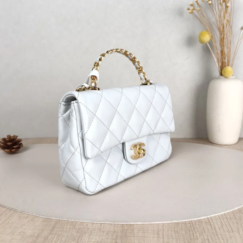 Chanel Crossbody Bag Woven Blue Lambskin One Size 20 × 5 × 13 cm — cover view 3 of 6