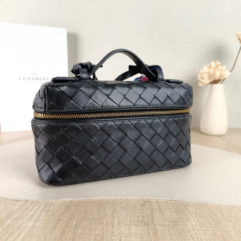 Bottega Veneta Top Handle Bag Woven Top Handle Bag Black Calfskin One Size 23 × 5.5 × 13 cm — cover view 4 of 5
