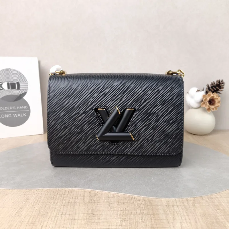 Louis Vuitton Crossbody Bag Twist Black Epi Embossed Calfskin Medium 23 × 9.5 × 17 cm