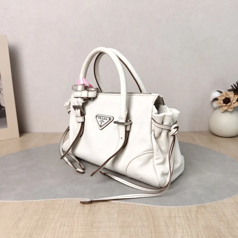 PRADA Crossbody Bag Karin Tote Bag White Calfskin Small 24 × 9 × 14 cm — cover view 4 of 5