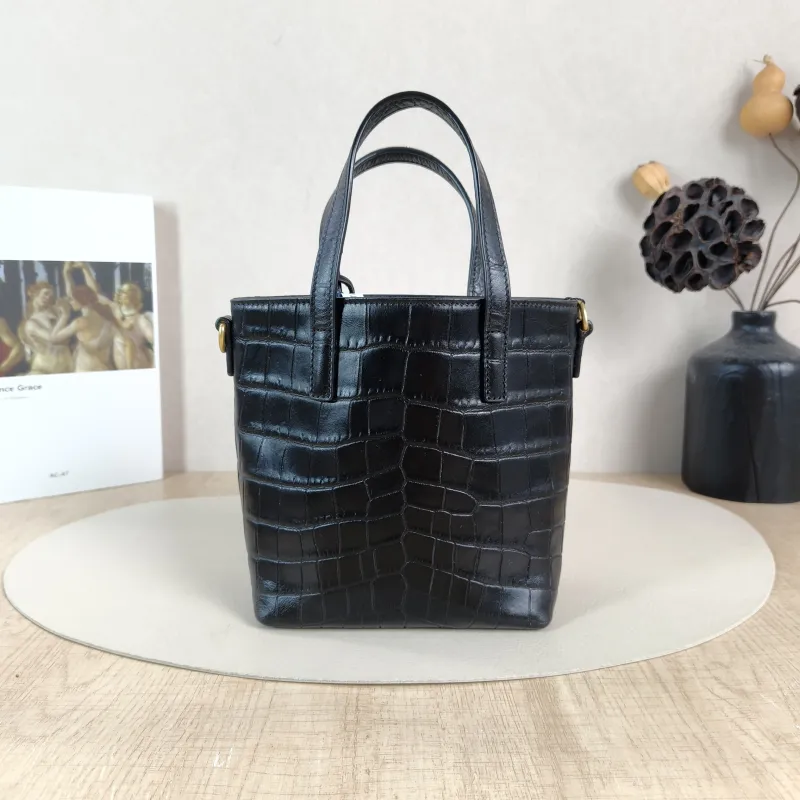 SAINT LAURENT Shoulder Bag SHOPPING Shopping Tote Black Embossed Calfskinmini18 × 8 × 17 cm — cover view 2 of 5