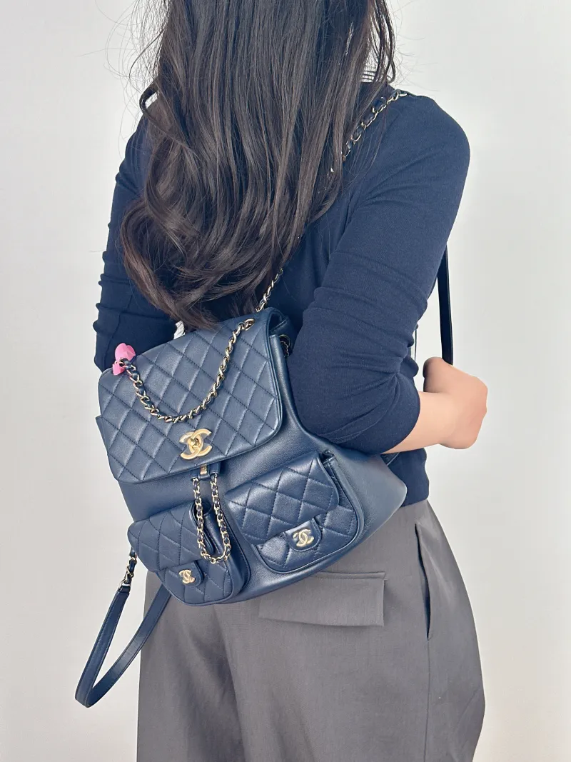 Chanel Backpack Duma Calfskin Large 23 × 15 × 24 cm — on-model view 1 of 2