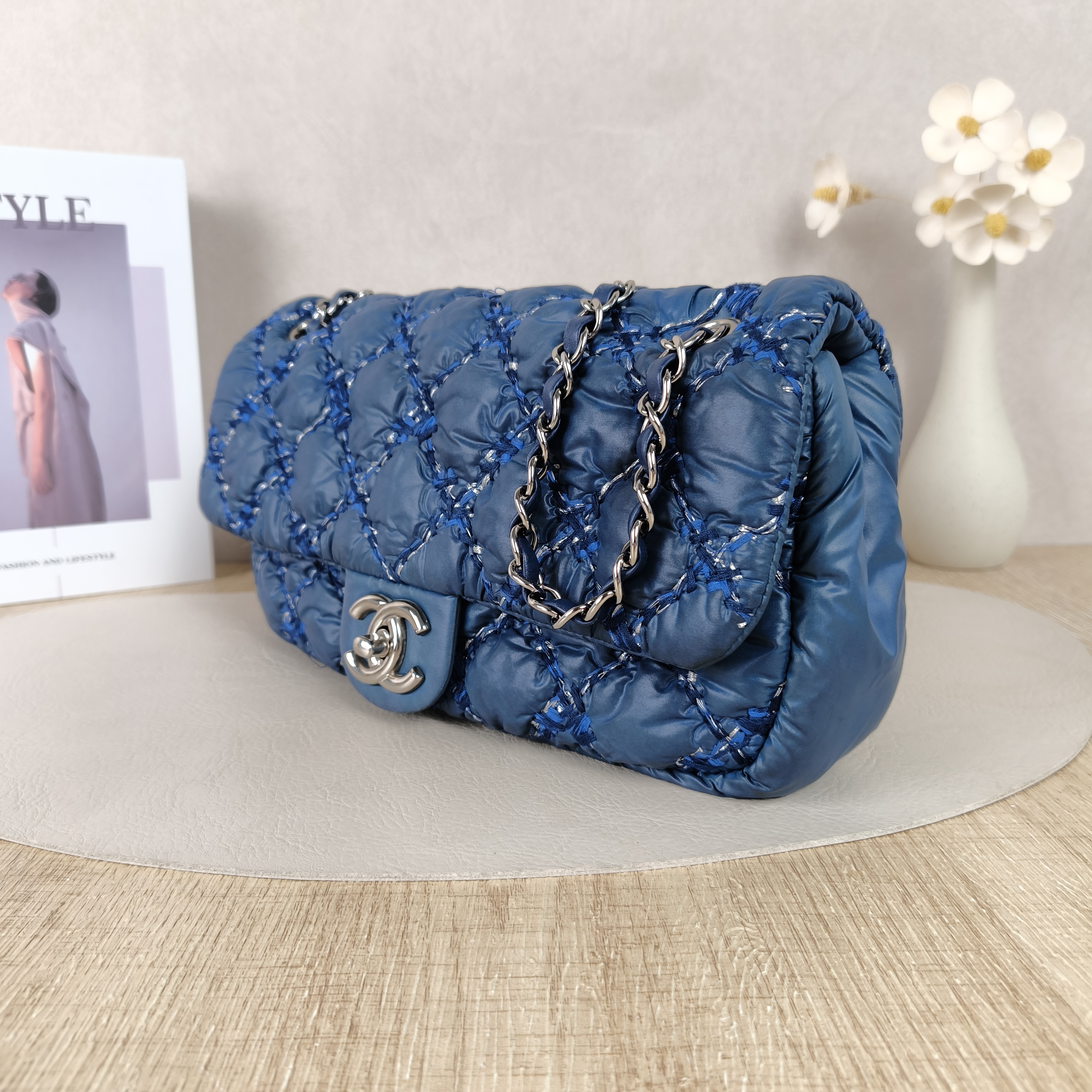 Chanel Crossbody Bagcf Collection Crossbody Bag Navy Nylon Medium26 × 6 × 15 cm — cover view 3 of 10