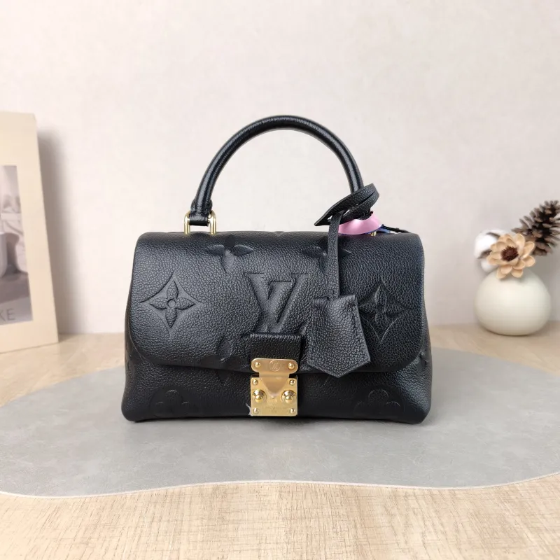 Louis Vuitton Crossbody Bag MADELEINE Black Monogram Empreinte Embossed Calfskin BB 24 × 8.5 × 17 cm