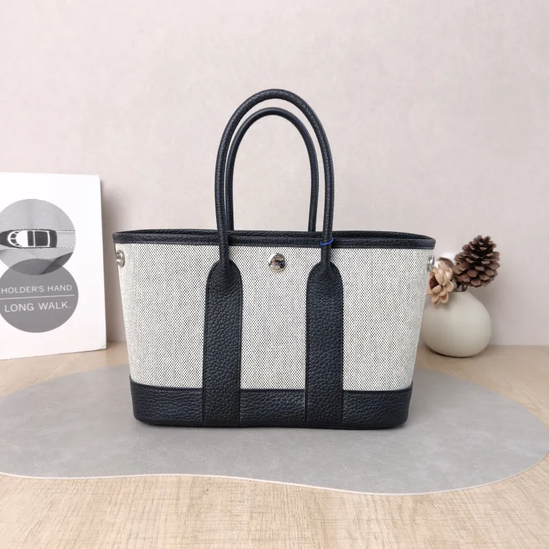 Hermès Top Handle Bag Neo Garden 23 Mini Black · Beige Canvas · Negonda Calfskin Mini 23 × 10 × 16 cm k