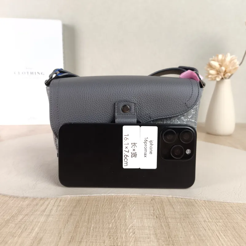 DIOR Crossbody Bag Grey Canvas Mini 20 × 5.5 × 13.5 cm — cover view 4 of 5