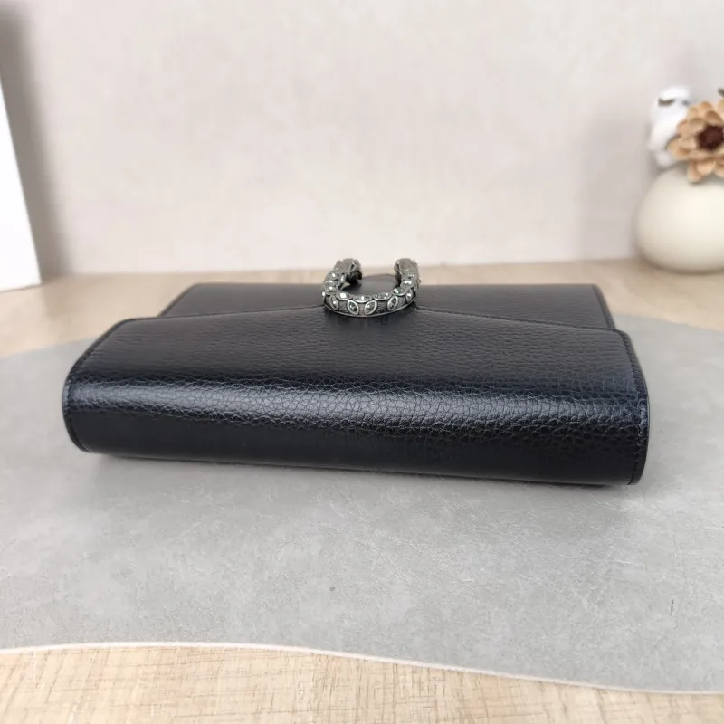 GUCCI Crossbody Bag Dionysus Collection Wallet woc Black Calfskin Mini 20 × 5 × 13 cm — detail view 7 of 13