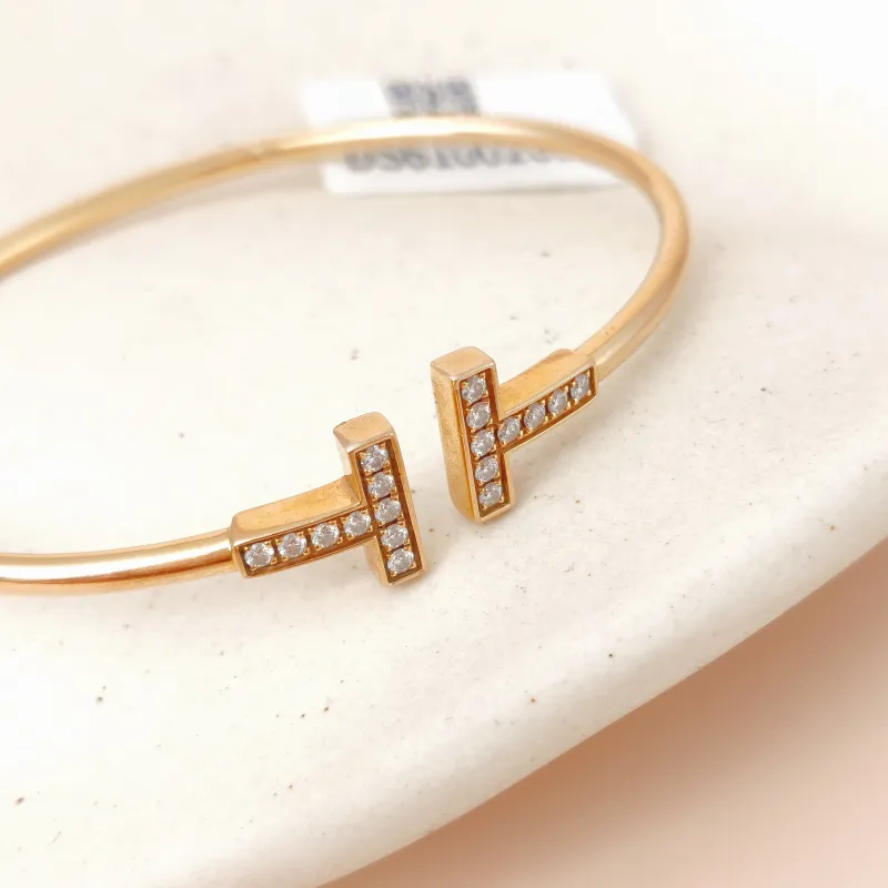 Tiffany&Co. Bangle TC ollection T Rose Gold 18K Diamond One Size 16.2cm — cover view 6 of 9