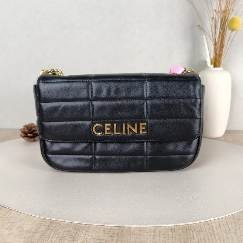 CELINE Shoulder Bag Black Calfskin23 × 5.5 × 14 cm