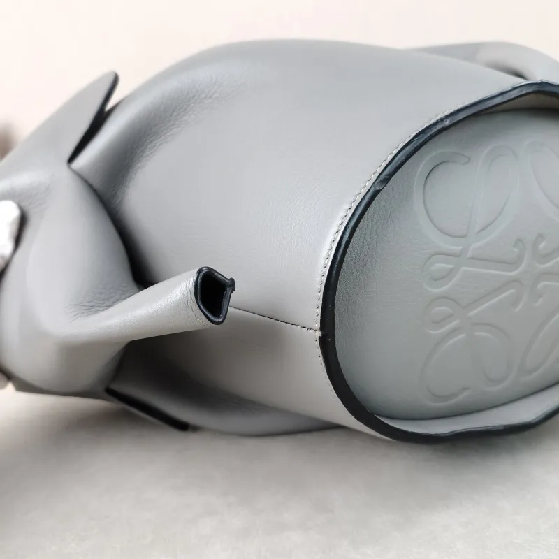 LOEWE Shoulder Bag Grey Calfskin Large 36 × 26.5 × 22 cm — detail view 7 of 10