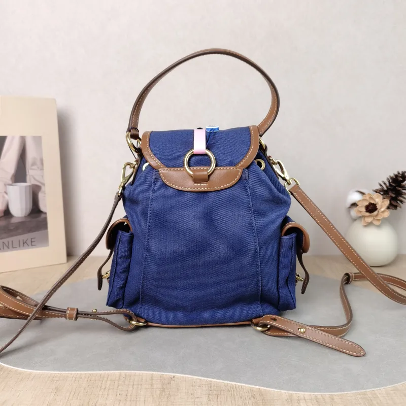 Miumiu Backpack Backpack Blue Brown Canvas Medium 18 × 11.5 × 22 cm — cover view 5 of 6