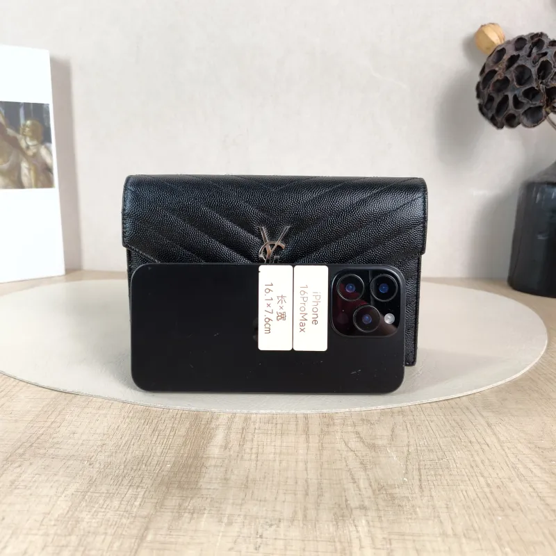 SAINT LAURENT Crossbody Bag CASSANDRE ENVELOPE Black Calfskin One Size 19 × 3.5 × 12.5 cm — cover view 5 of 5