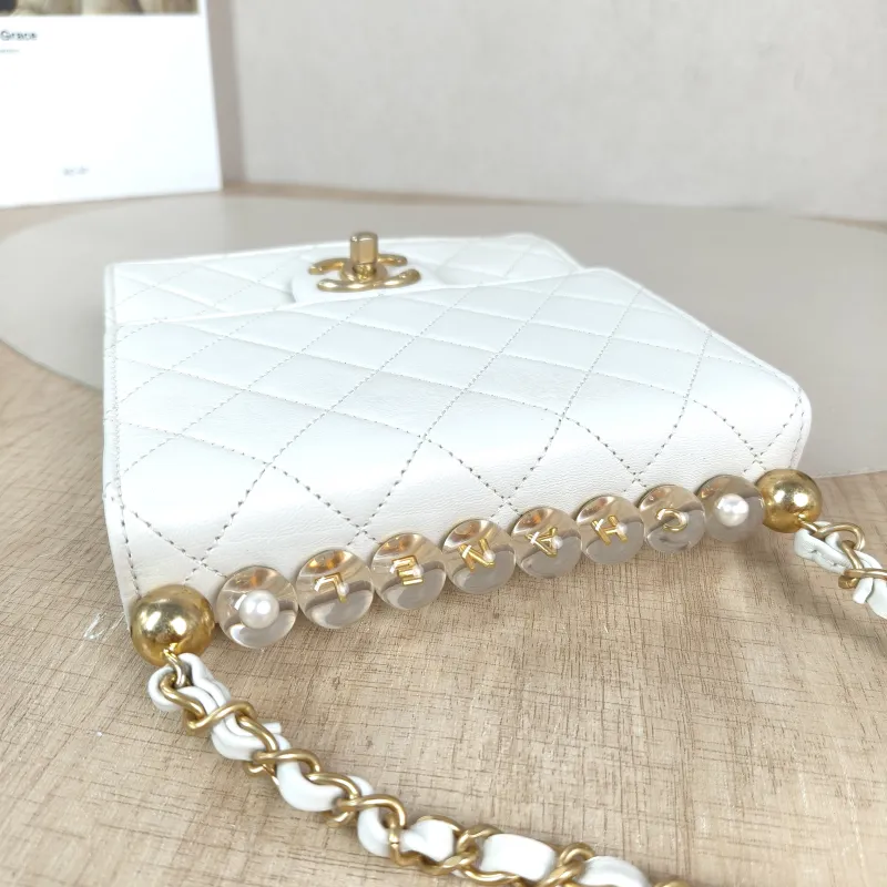 Chanel Crossbody Bag logo cf Collection Edition Crossbody Bag White Lambskin One Size 16 × 4 × 17.5 cm 30 — detail view 10 of 13