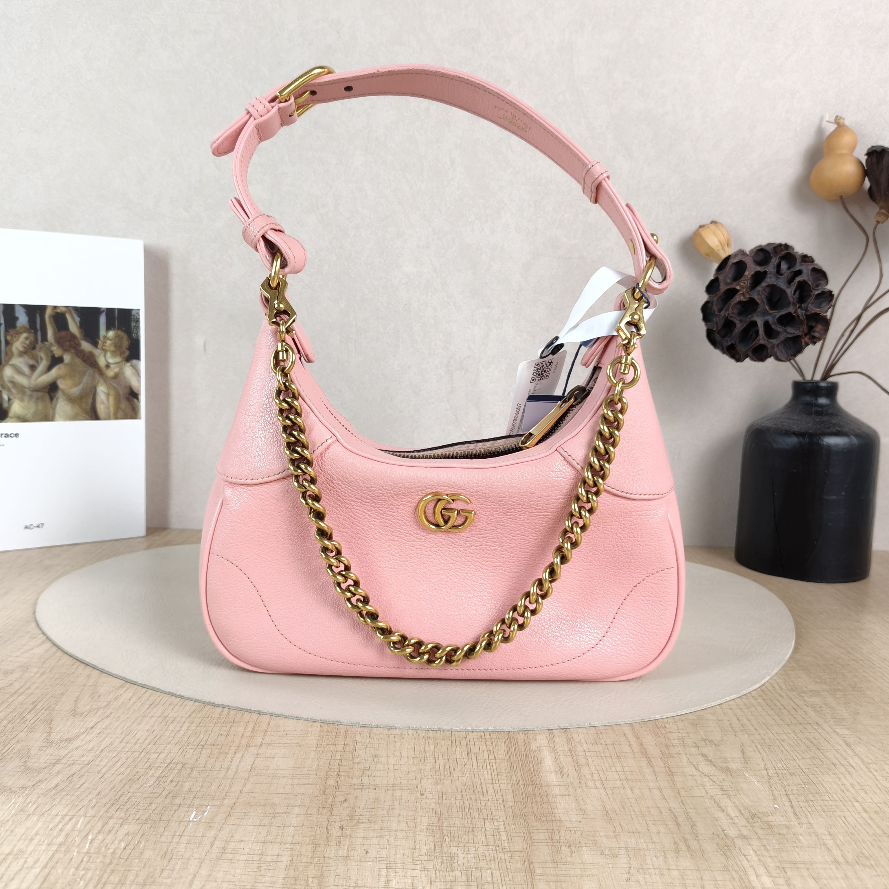 GUCCI Shoulder Bag Aphrodite Hobo Pink Calfskin Small25 × 7 × 19 cm