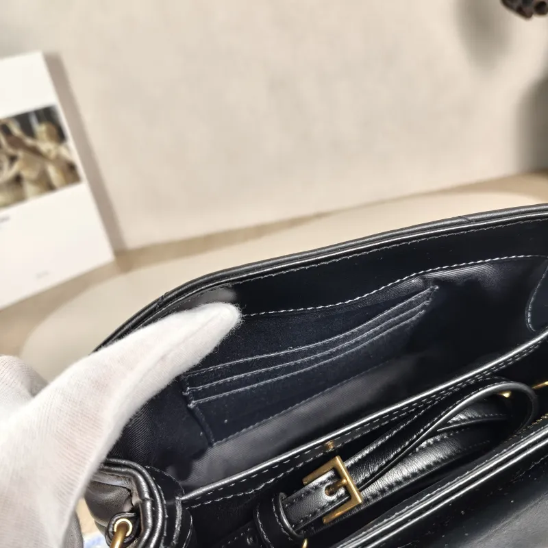 SAINT LAURENT Crossbody Bag LOULOU Black Calfskin Mini 20 × 7.5 × 14 cm — detail view 5 of 12
