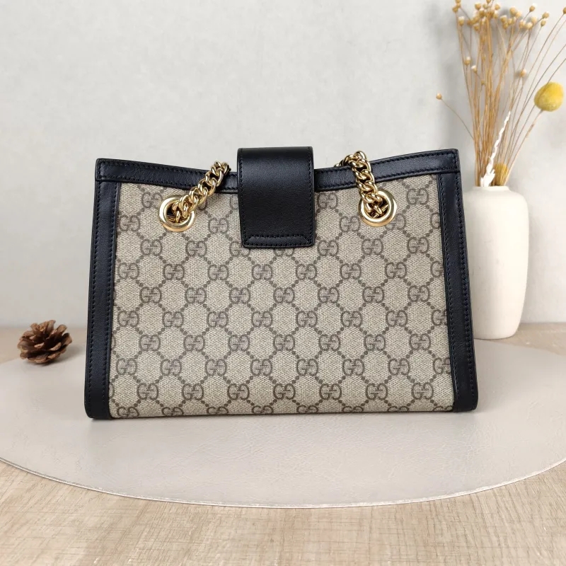 GUCCI Shoulder Bag Padlock Tote Black Monogram PVC Medium 26 × 10 × 18 cm — cover view 3 of 5
