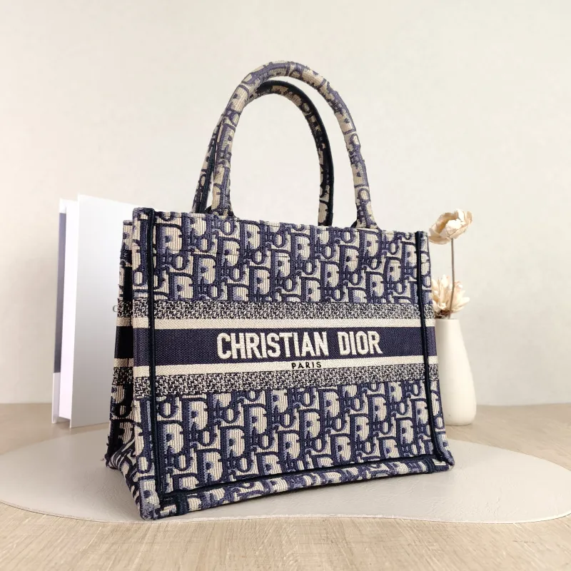 DIOR Top Handle Bag Book Tote Blue Canvas Small 26.5 × 14 × 22 cm — cover view 2 of 5