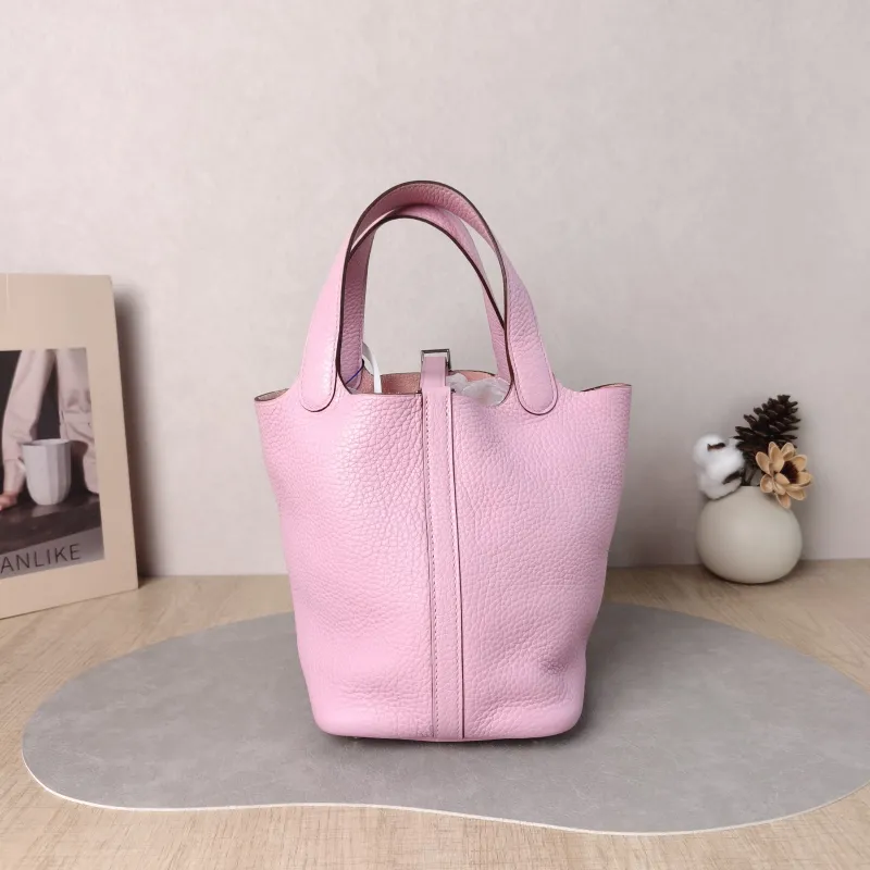 Hermès Top Handle Bag Picotin Lock 18 18 X9Mauve Sylvestre Taurillon Clemence TC Calfskin Small 18 × 13 × 18 cm Z — cover view 4 of 6