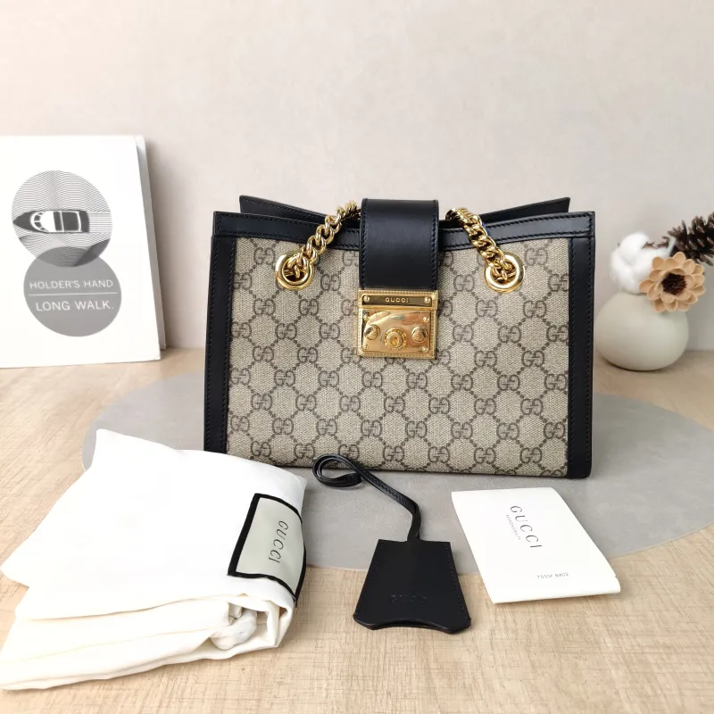 GUCCI Shoulder Bag Padlock Tote Black Monogram PVC Medium26 × 10 × 18 cm — cover view 3 of 6