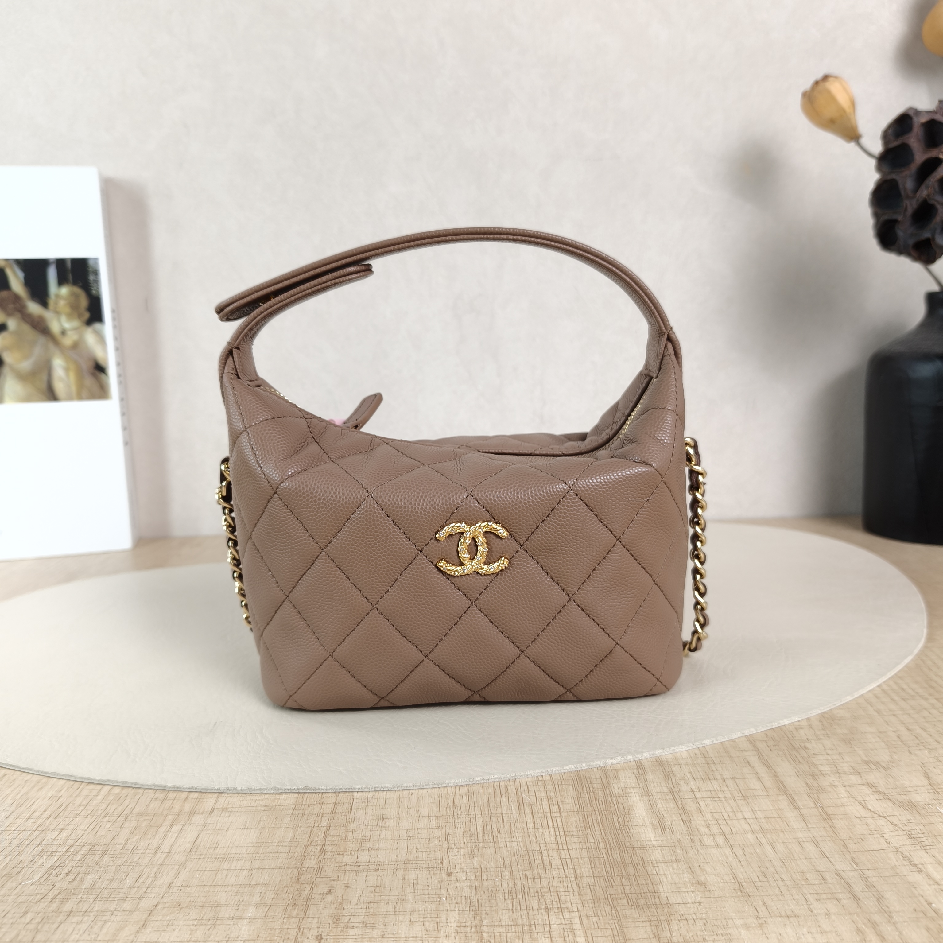 Chanel Crossbody Bag Crossbody Bag Brown Grained Calfskin One Size16 × 6 × 13 cm