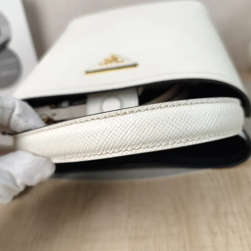 PRADA Shoulder Bag Panier White Calfskin One Size22 × 13 × 23 cm — detail view 10 of 13