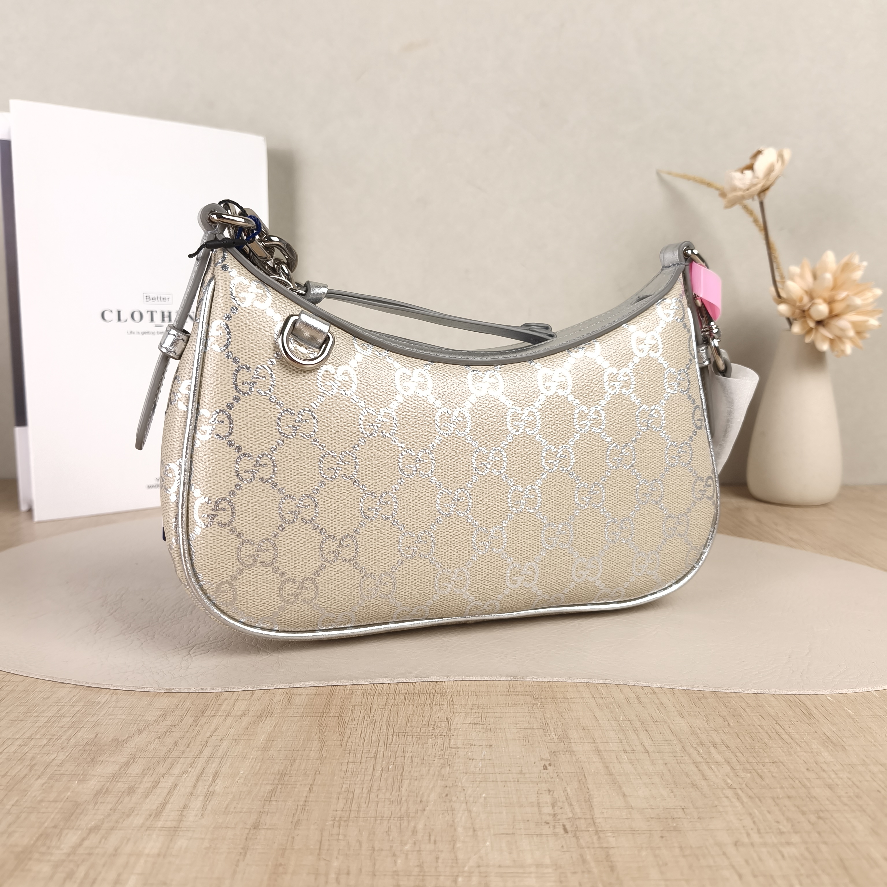 GUCCI Crossbody Bag GG Emblem Shoulder Bag Silver PVC Small24 × 5.5 × 16.5 cm — cover view 2 of 5