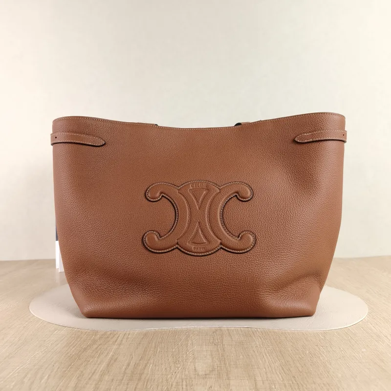 CELINE Shoulder Bag Cabas Anais Tote Bag Brown Calfskin Large 32 × 15 × 28 cm