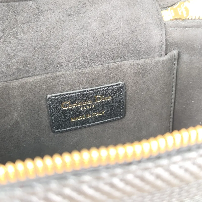 DIOR Top Handle Bag Travel Vanity Cosmetic Bag Black Lambskin18.5 × 10.5 × 13.5 cm — detail view 9 of 12